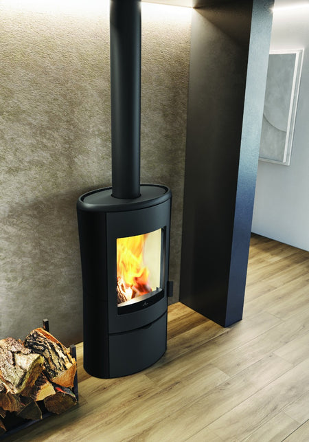 Edilkamin Luftholzöfen | Klass | Keramik mattschwarz | 10,1 kW 