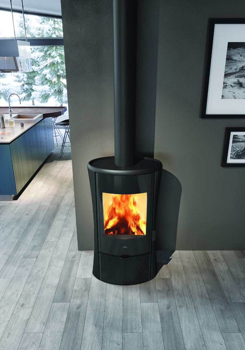 Edilkamin Luftholzöfen | Klass GL | Stahl schwarz | 10,1 kW 