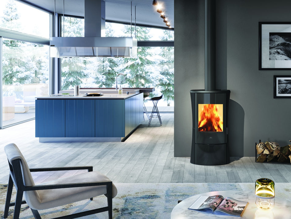 Edilkamin Luftholzöfen | Klass GL | Keramik mattschwarz | 10,1 kW 