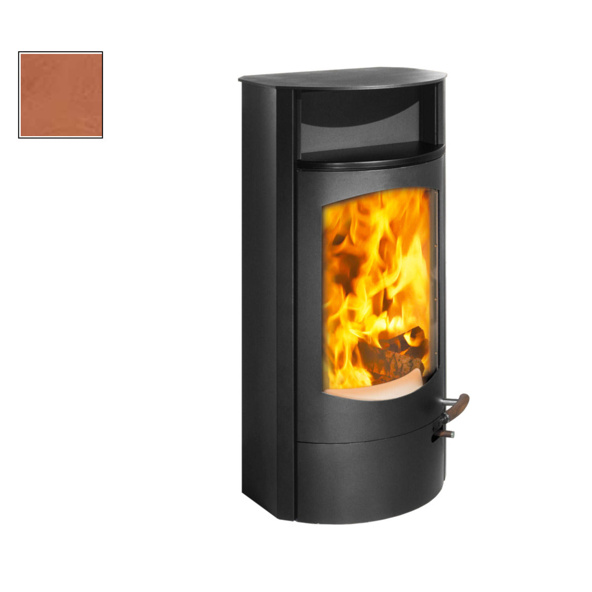 Austroflamm Koko 2.0, Stahlmantel, Keramikfarbe Deckel + Warmhaltefach in "erde"