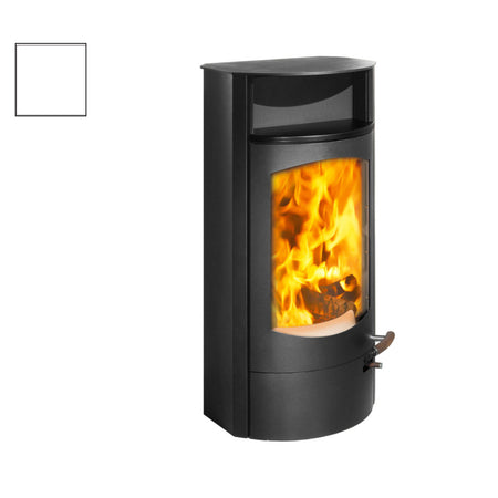 Austroflamm Koko 2.0, Stahlmantel, Keramikfarbe Deckel + Warmhaltefach in "schmelzweiss"