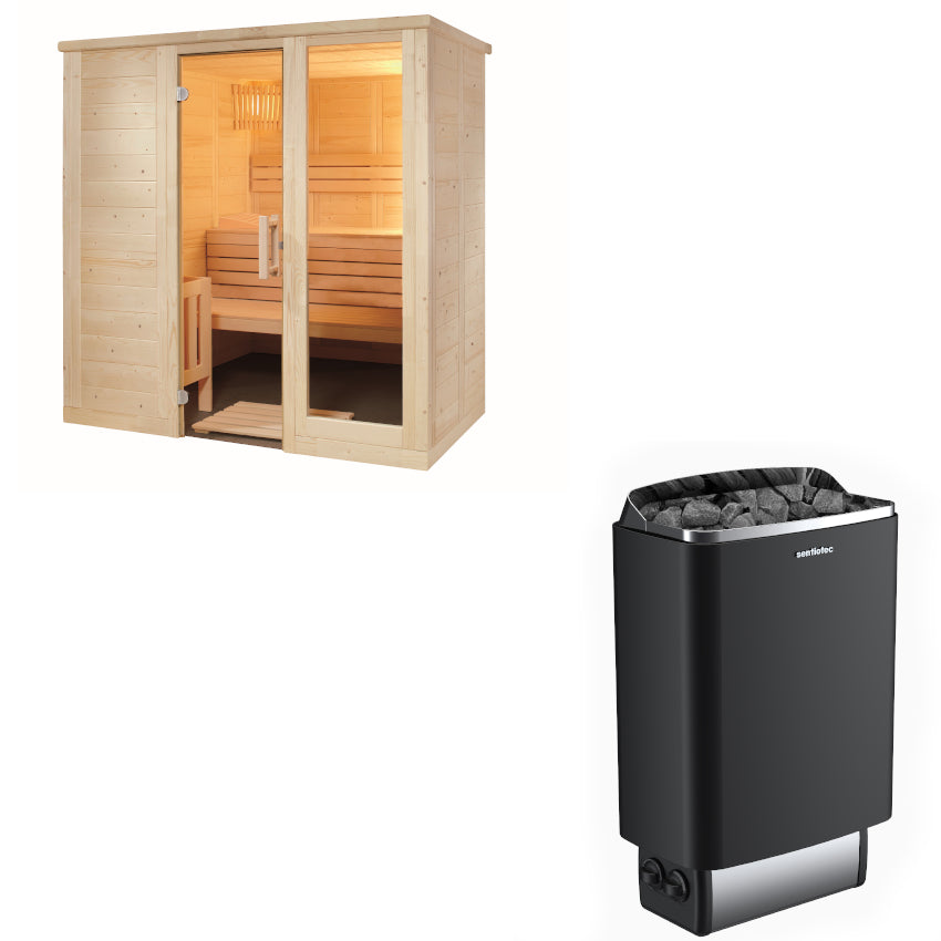 Sentiotec Sauna Set Komfort Small mit Saunaofen 100 inkl. Steuerung | klimaworld.com