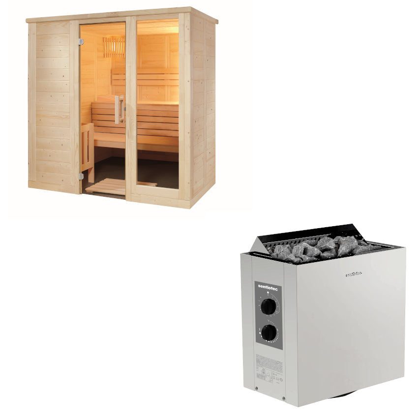 Sentiotec Sauna Set Komfort Small mit Saunaofen Viking inkl. Steuerung | klimaworld.com