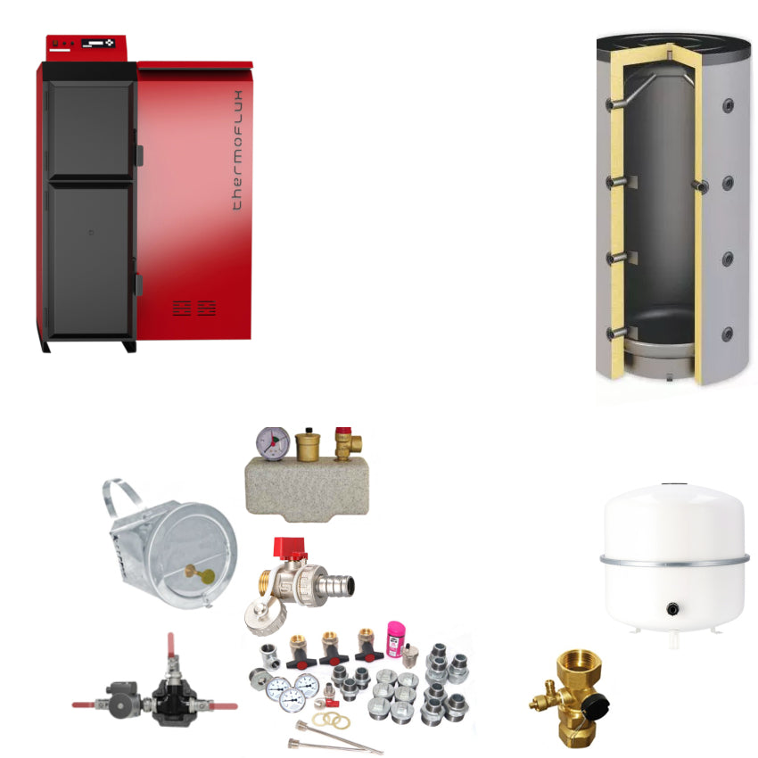 ThermoFlux Pelletheizung Pelling 25 ECO 230kg Pelletbehälter Kompletstet 2 | Klimaworld.com