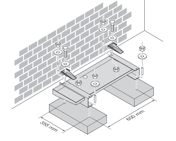 Daikin Kondensatwanne - Fundamentsplan