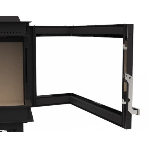 KRETZ | Kamineinsatz F107 | Eckscheibe rechts | Stahl | 10 kW - Klapptür
