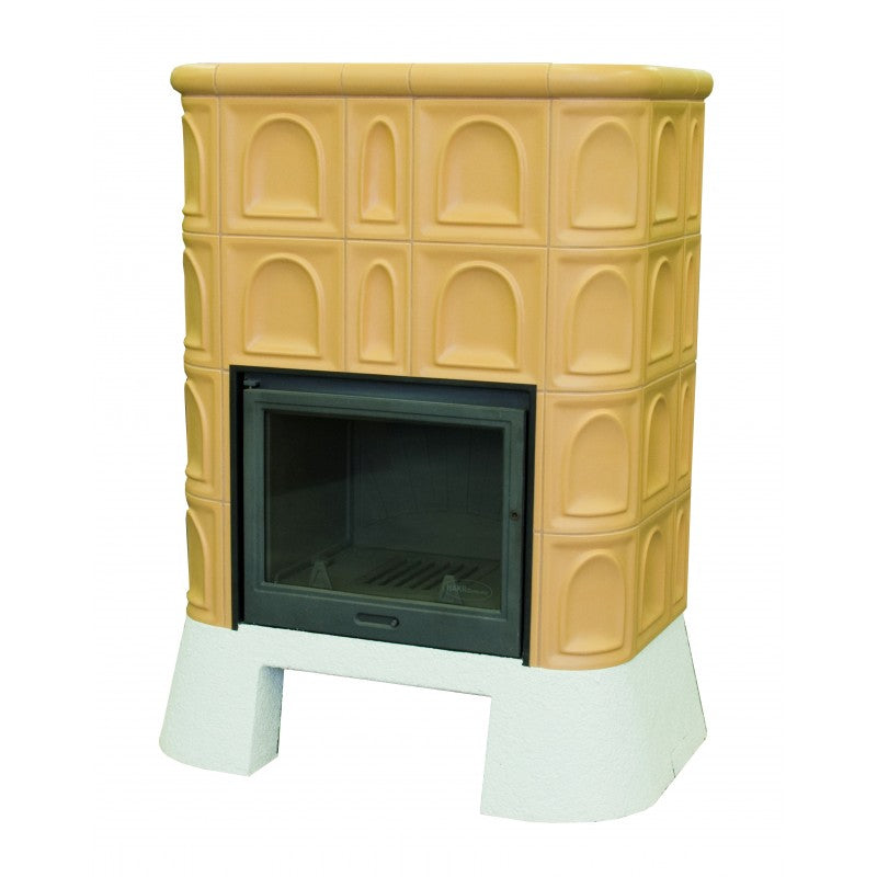 KRETZ | Kachelofen LADA | gelb/beige | mit Kamineinsatz L 53 | 7 kW ➔ www.klimaworld.com