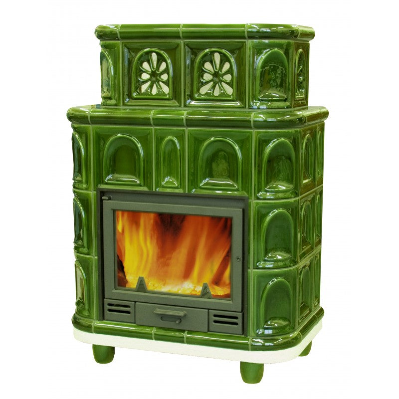 KRETZ | Kachelofen POEZIE | grün | mit Kamineinsatz L 503 | 7 kW ➔ www.klimaworld.com