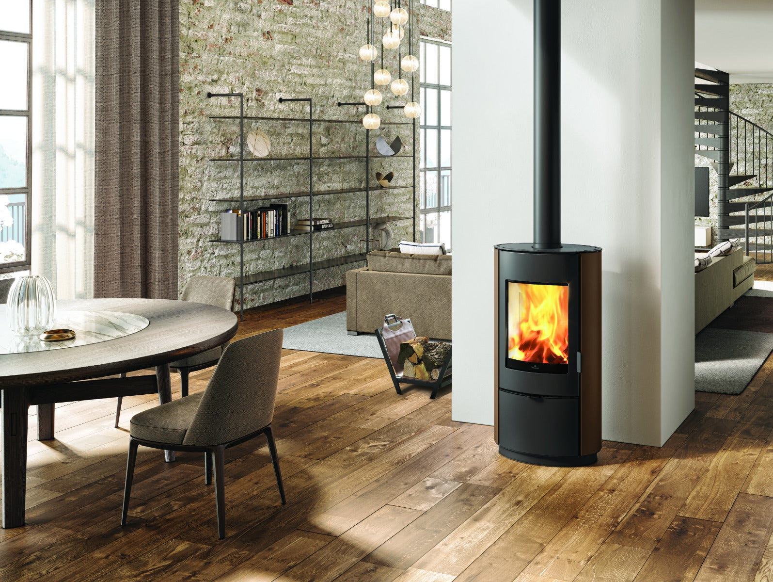 Edilkamin Luftholzöfen | Krio | Stahl bronze | 10,1 kW 