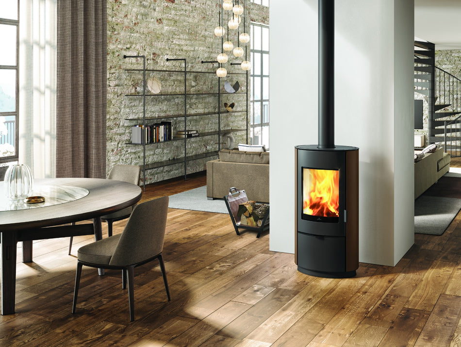 Edilkamin Luftholzöfen | Krio | Stahl bronze | 10,1 kW 