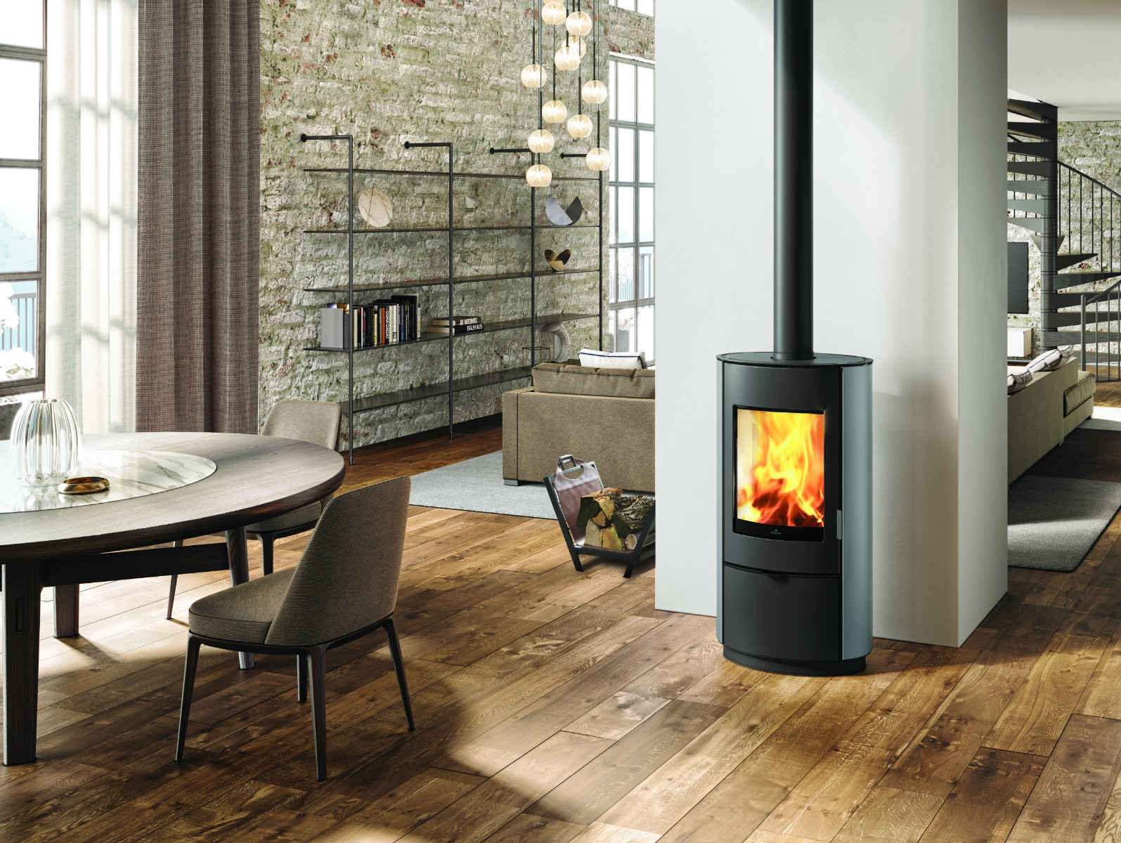 Edilkamin Luftholzöfen | Krio | Stahl grau | 10,1 kW 