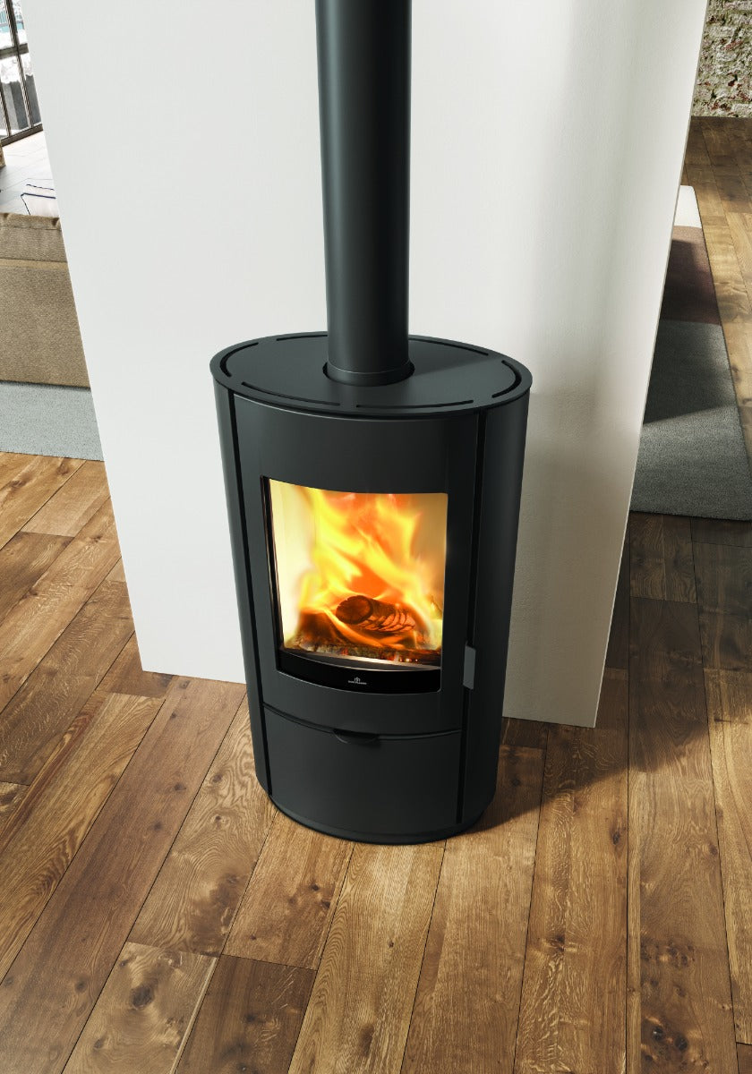 Edilkamin Luftholzöfen | Krio | Stahl schwarz | 10,1 kW