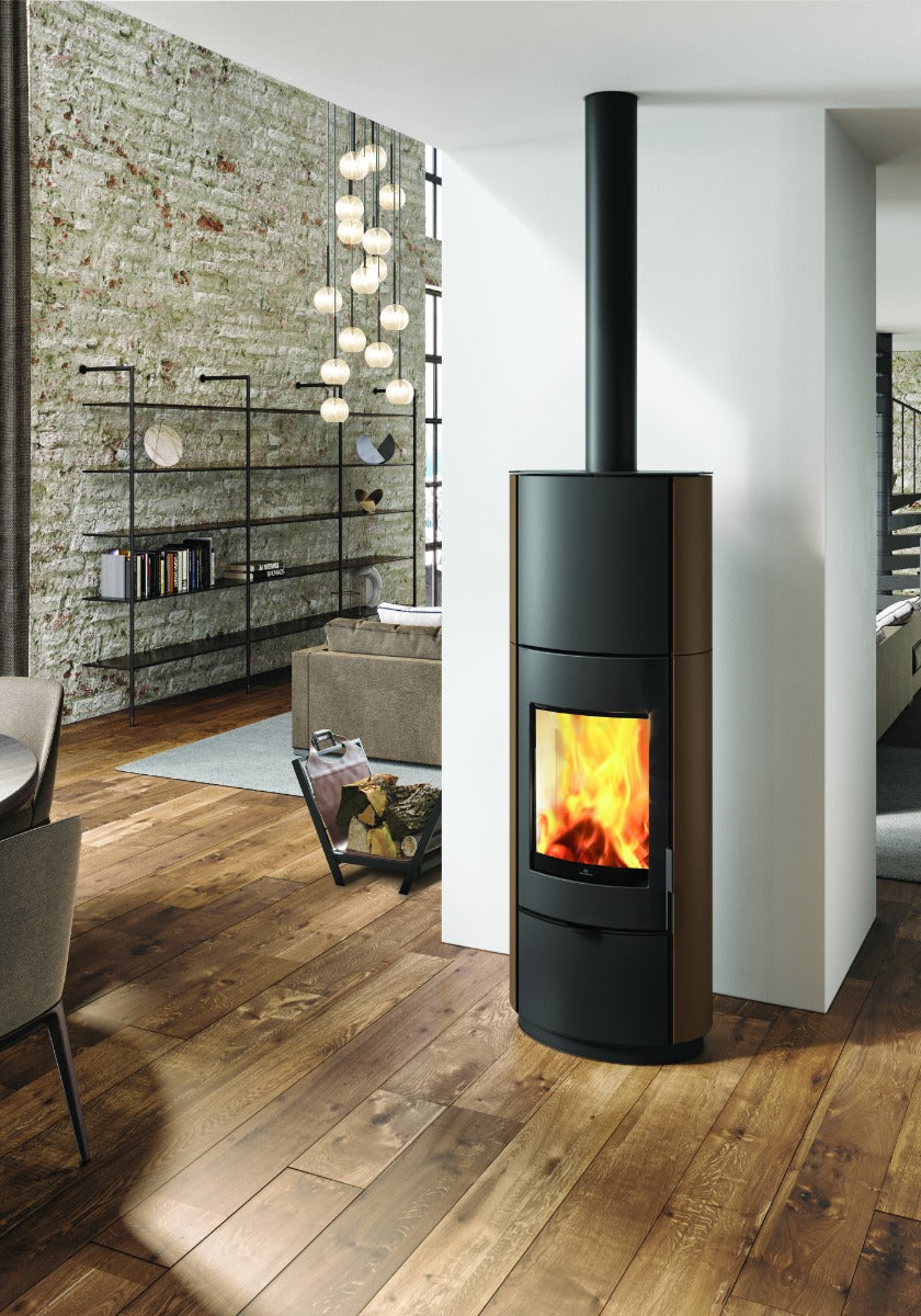 Edilkamin Luftholzöfen | Krio | S-Serie | Stahl bronze | 10,1 kW 