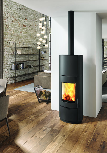 Edilkamin Luftholzöfen | Krio | S-Serie | Stahl schwarz | 10,1 kW 