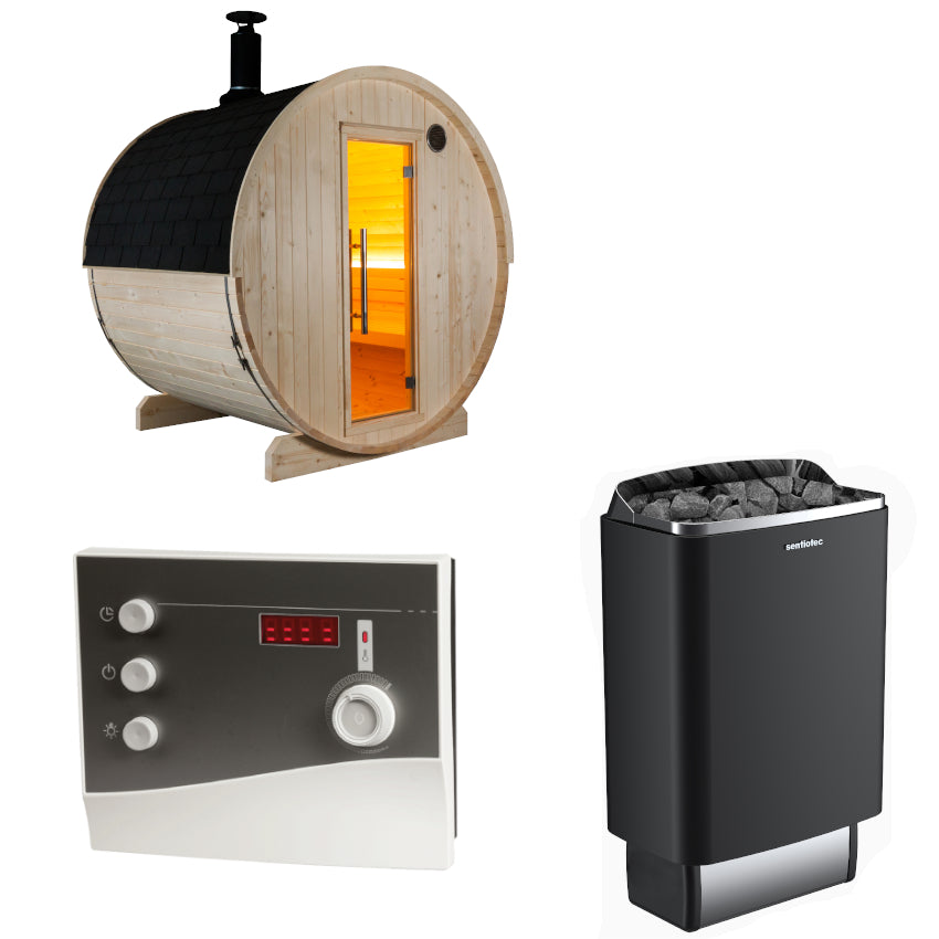 Sentiotec Sauna Set Kuusi 180 mit Saunaofen 100 E und Steuerung K2-Next | klimaworld.com
