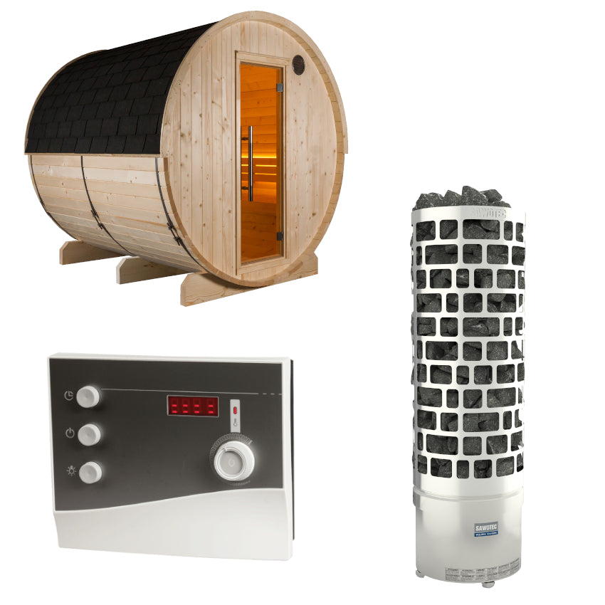 Sentiotec Sauna Set Kuusi 220 mit Saunaofen ARI und Steuerung K2-Next | klimaworld.com
