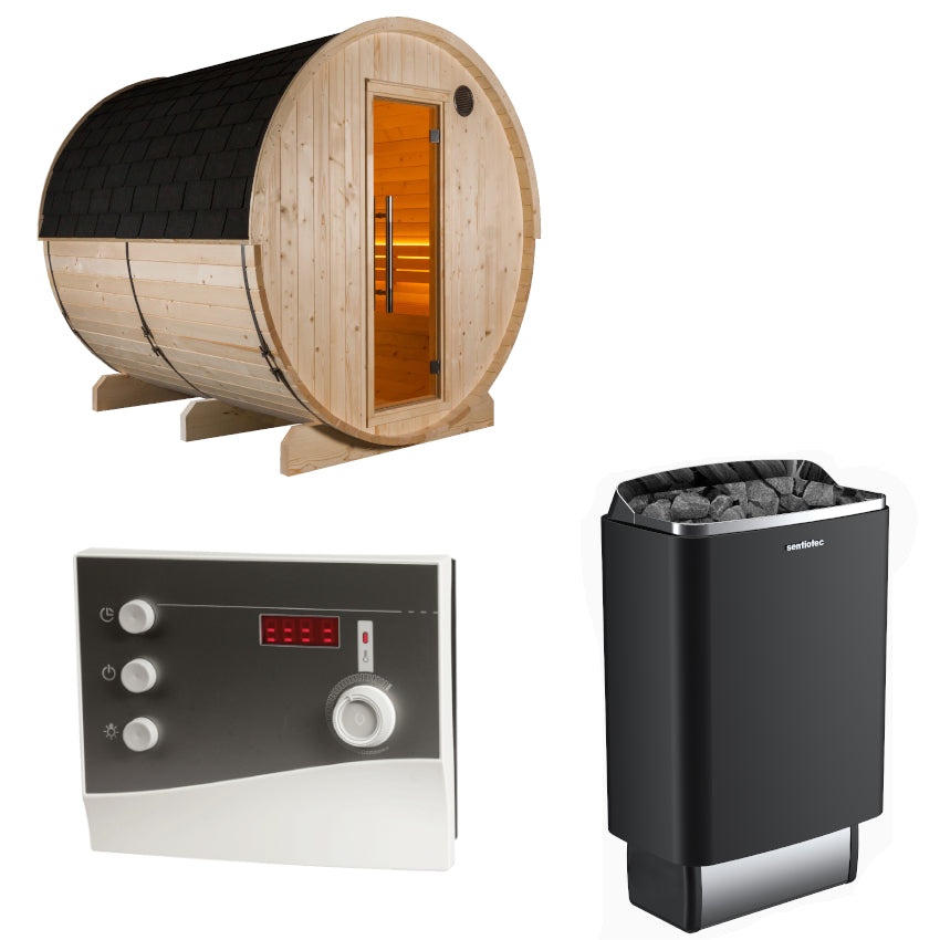 Sentiotec Sauna Set Kuusi 220 mit Saunaofen 100 E und Steuerung K2-Next | klimaworld.com