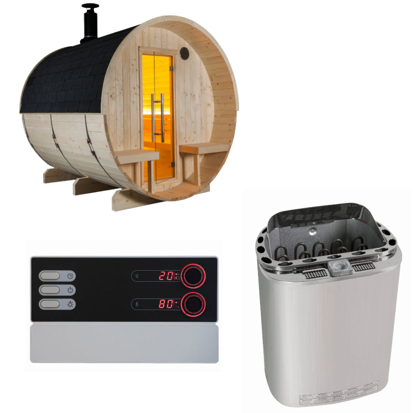 Sentiotec Sauna Set Kuusi 240 mit Saunaofen Scandia Next Combi und Steuerung Pro B3 | klimaworld.com
