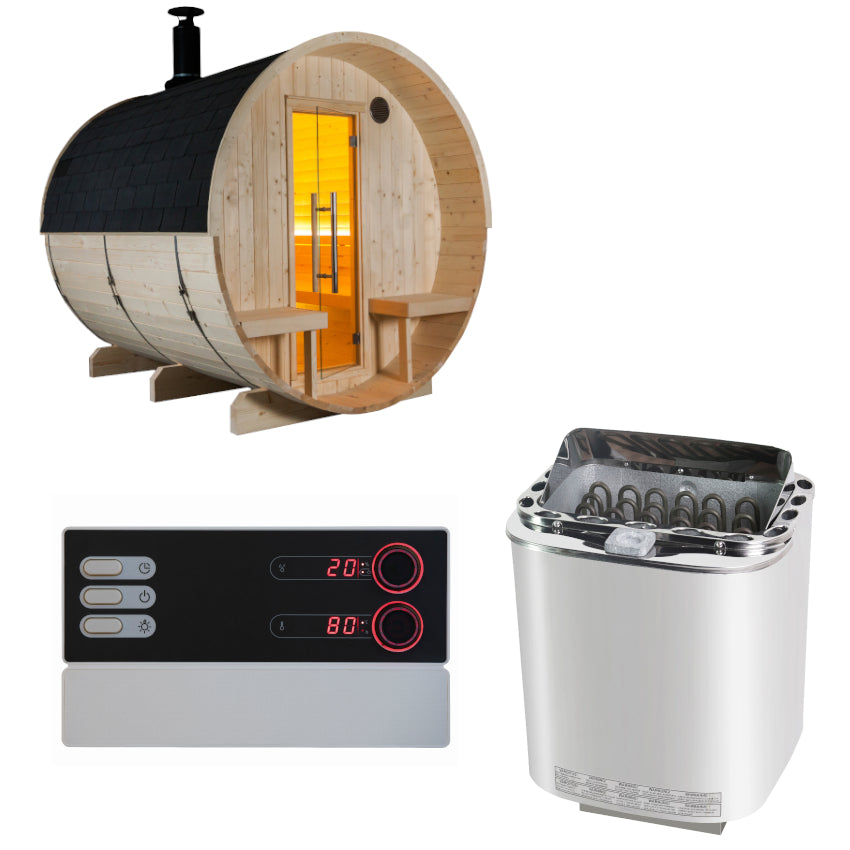 Sentiotec Sauna Set Kuusi 240 mit Saunaofen Nordex Combi Next und Steuerung Pro B3 | klimaworld.com