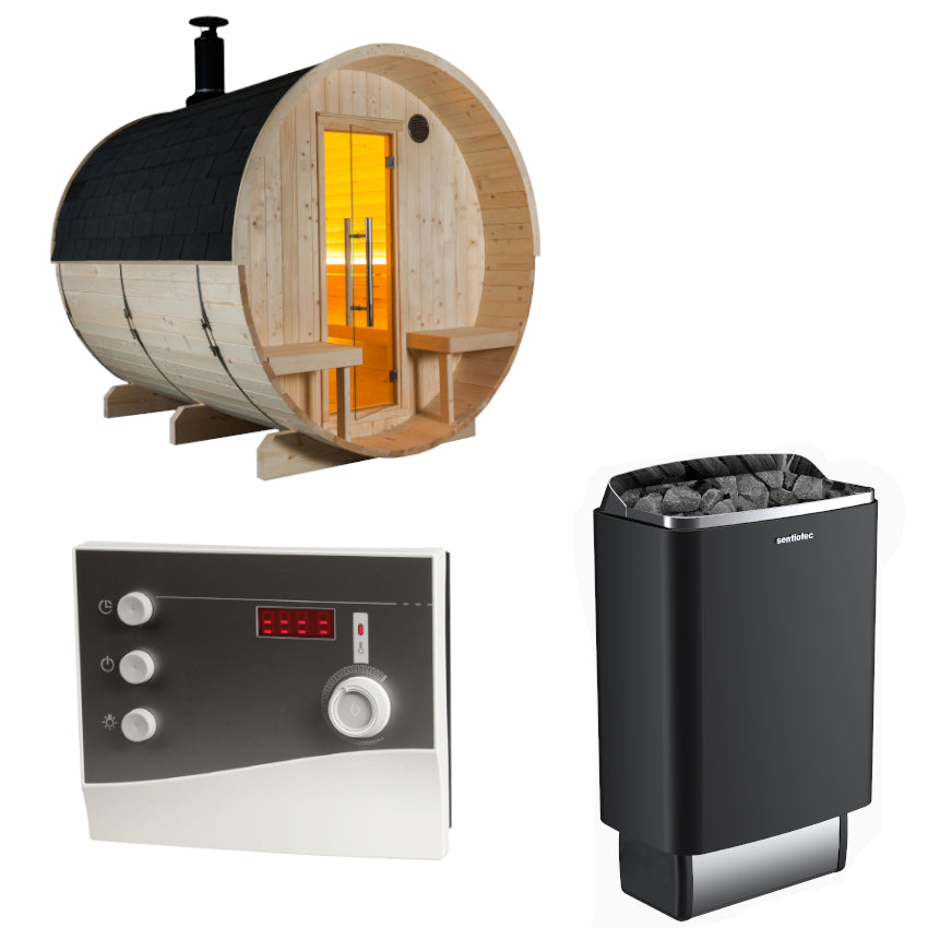 Sentiotec Sauna Set Kuusi 240 mit Saunaofen 100 E und Steuerung K2-Next | klimaworld.com