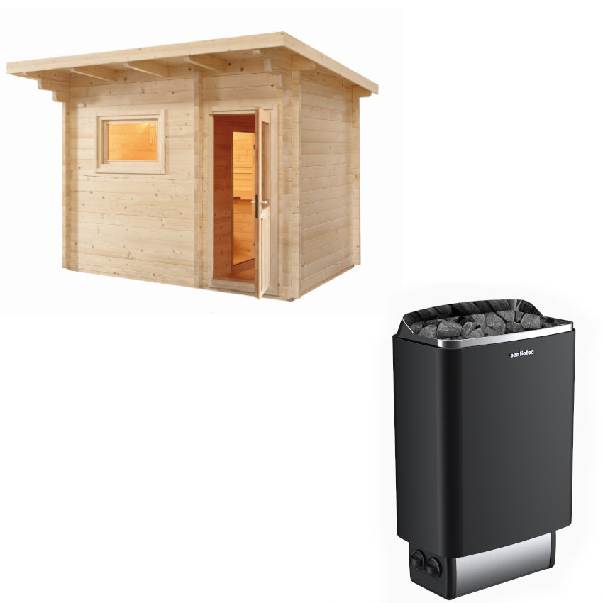 Sentiotec Sauna Set Gartensauna LAVA mit Saunaofen 100 inkl. Steuerung | klimaworld.com