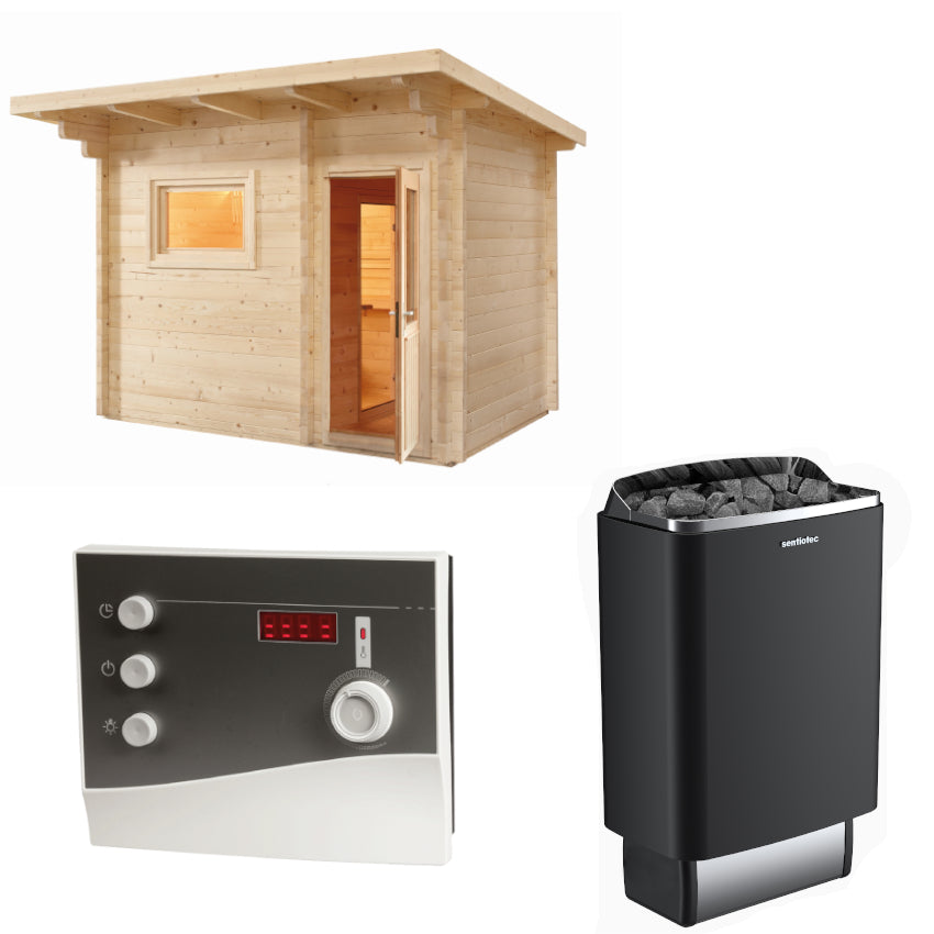 Sentiotec Sauna Set Gartensauna LAVA mit Saunaofen 100 E und Steuerung K2-Next | klimaworld.com
