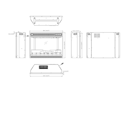 Aflamo LED 90 3D Elektrokamin/Kamoneinsatz Maße