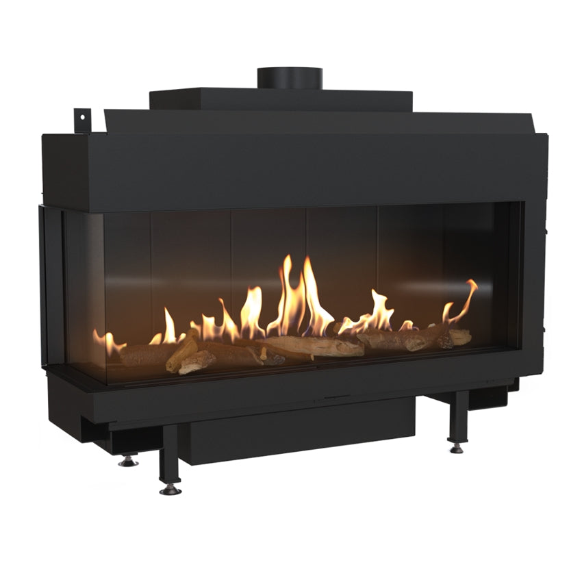Kratki Gaskamin LEO 100 | Eckkamin links | 8,2 - 9 kW | Gasart wählbar