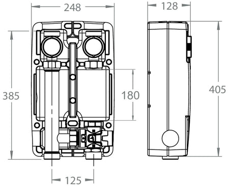 LK Armatur LK 863 Pumpengruppe ohne Pumpe Maßzeichnung