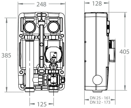 LK Armatur LK 864 Pumpengruppe Maßzeichnung