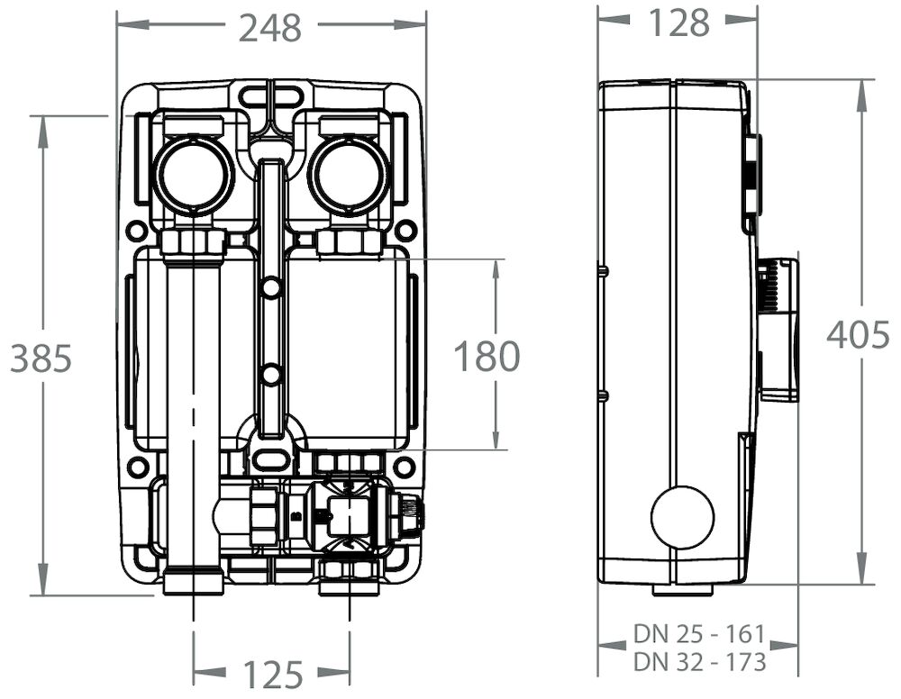 LK Armatur LK 864 Pumpengruppe ohne Pumpe Maßzeichnung
