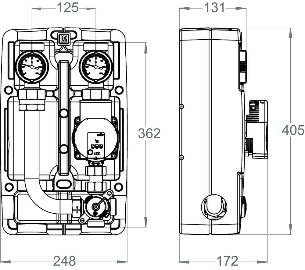 LK Armatur LK 866 Pumpengruppe Maßzeichnung