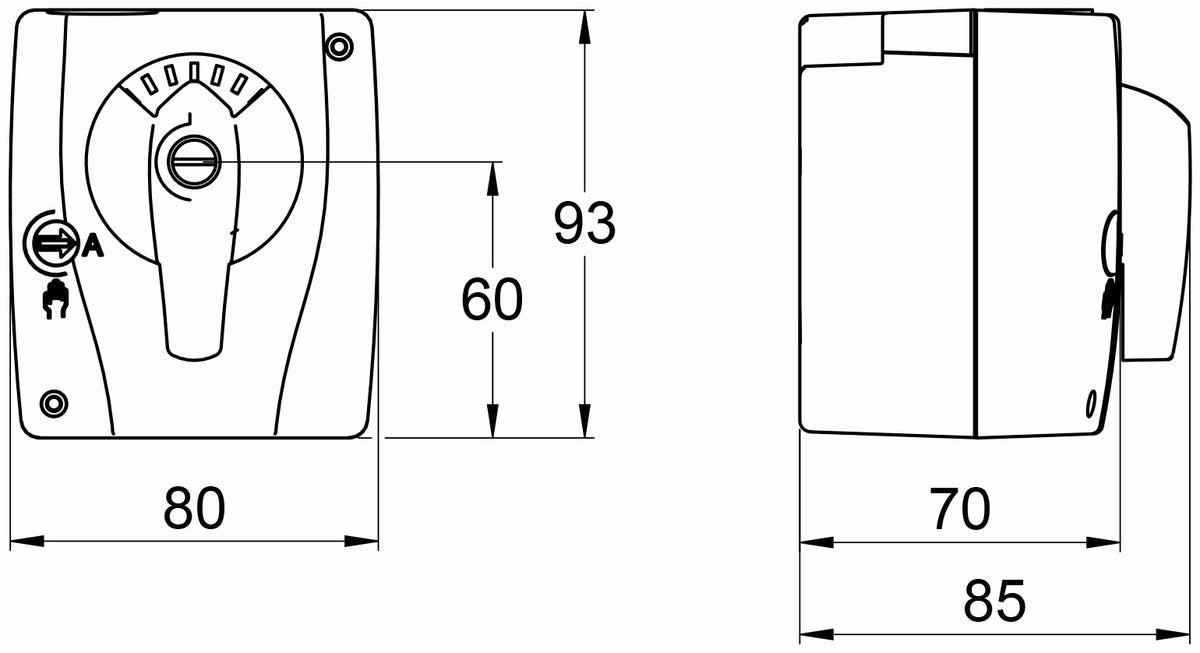 LK Armatur LK 950 Stellmotor Maßzeichnung