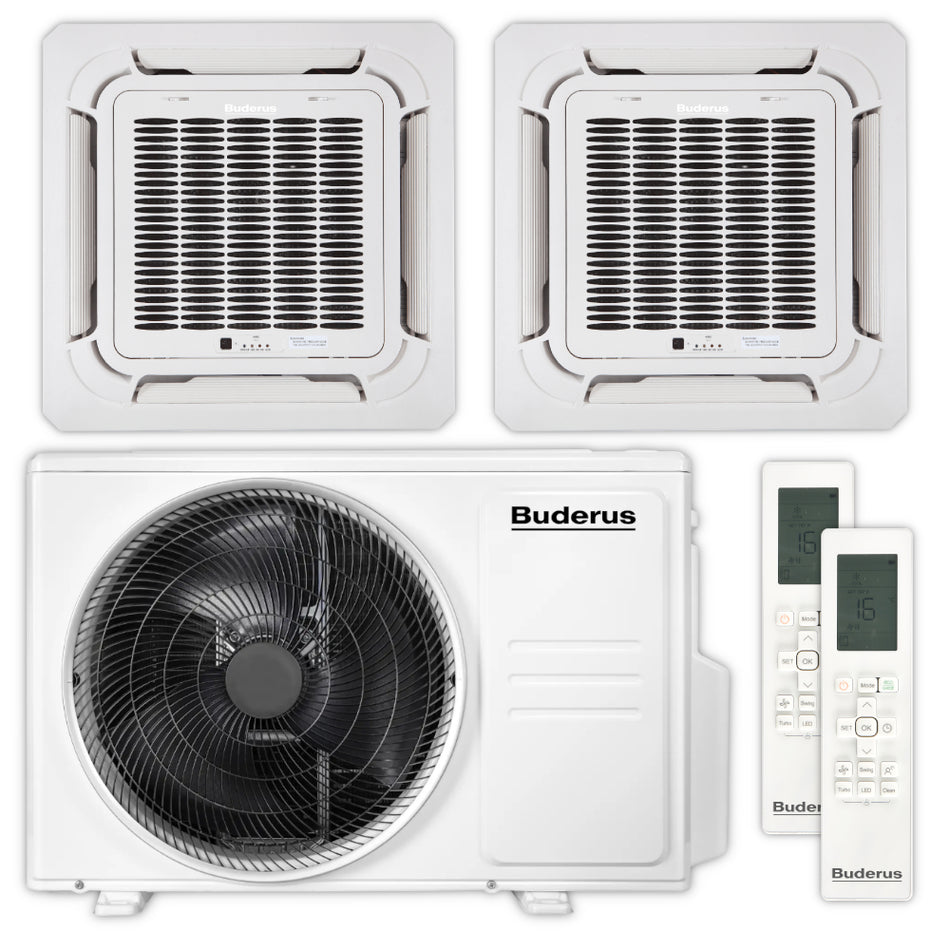 BUDERUS  Deckenkassetten Klimaanlage Set AC166i MS 4CC | 3,5 kW + 3,5 kW | klimaworld.com