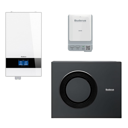 Buderus Waermepumpen-Set Logatherm M WLW186i-10 AR E W | Innengeraet in Weiss, Aussengeraet und Funkmodul | klimaworld.com