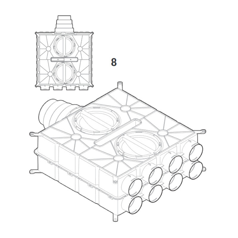 WOLF | Luftverteiler für CWL-Kanalsystem | DN125-180 | 8 Stutzen