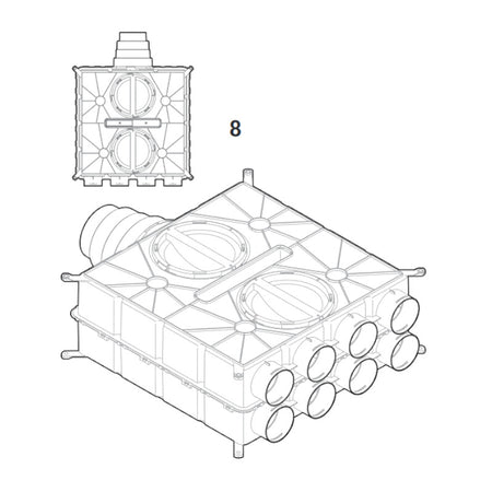 WOLF | Luftverteiler für CWL-Kanalsystem | DN125-180 | 8 Stutzen