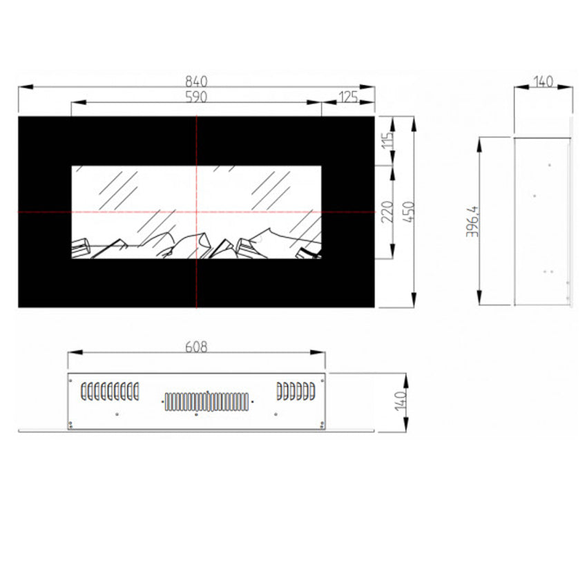Aflamo Albion 33 Elektrokamin Maße