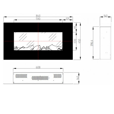 Aflamo Albion 33 Elektrokamin Maße