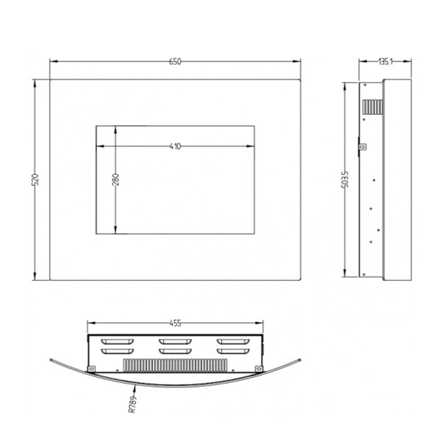 Aflamo Elektrokamin Malibu 26, Masszeichnung | klimaworld.com
