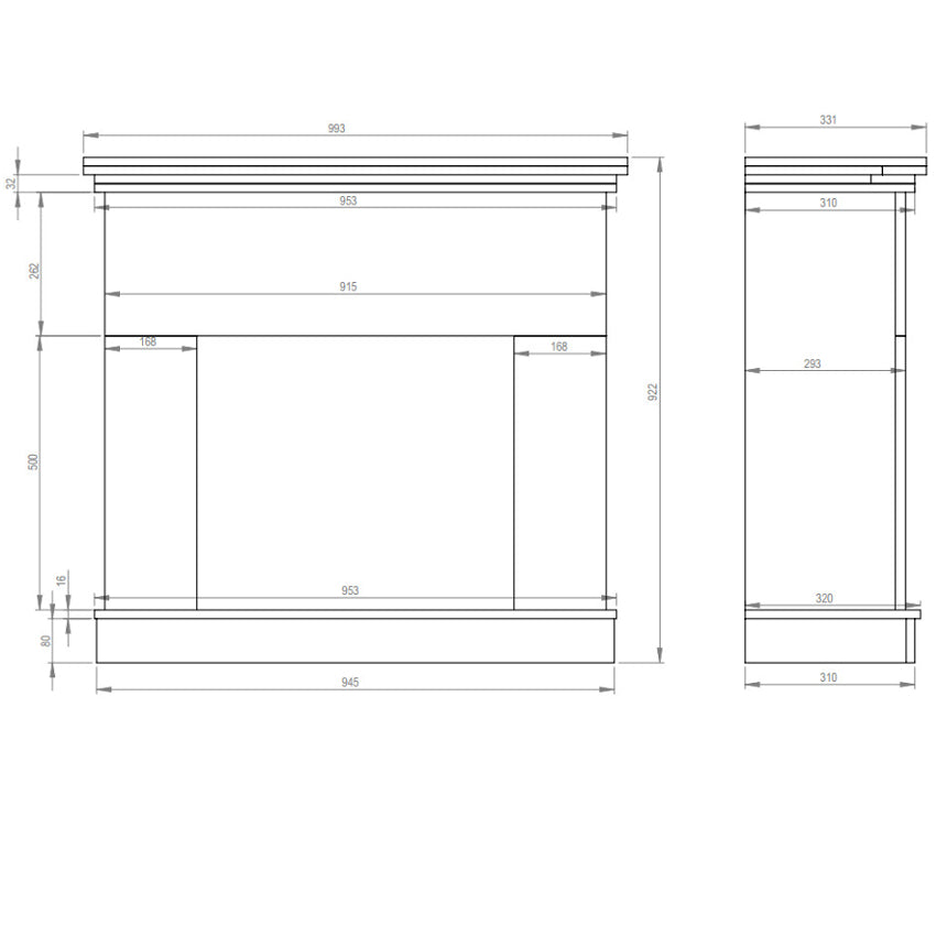 Aflamo LED Standkamin | Kemi weiss | Korpus Maße
