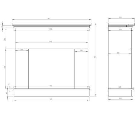 Aflamo LED Standkamin | Kemi weiss | Korpus Maße