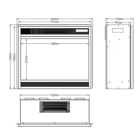 Aflamo LED Elektrokamin/Kamineinsatz LED 60 Classic, Masszeichnung | klimaworld.com