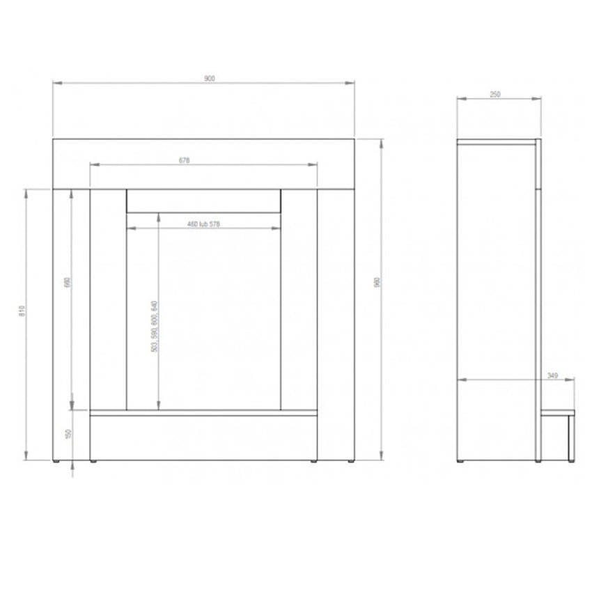Aflamo LED Elektrokamin Standkamin Simple Beton mit Einsatz Dexter, Masszeichnung | klimaworld.com