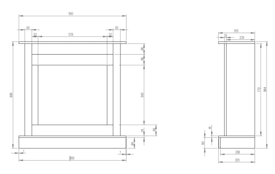 Maße der Ummantelung