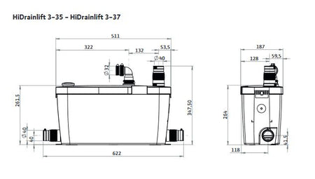 Wilo | HiDrainlift 3-35  Maße