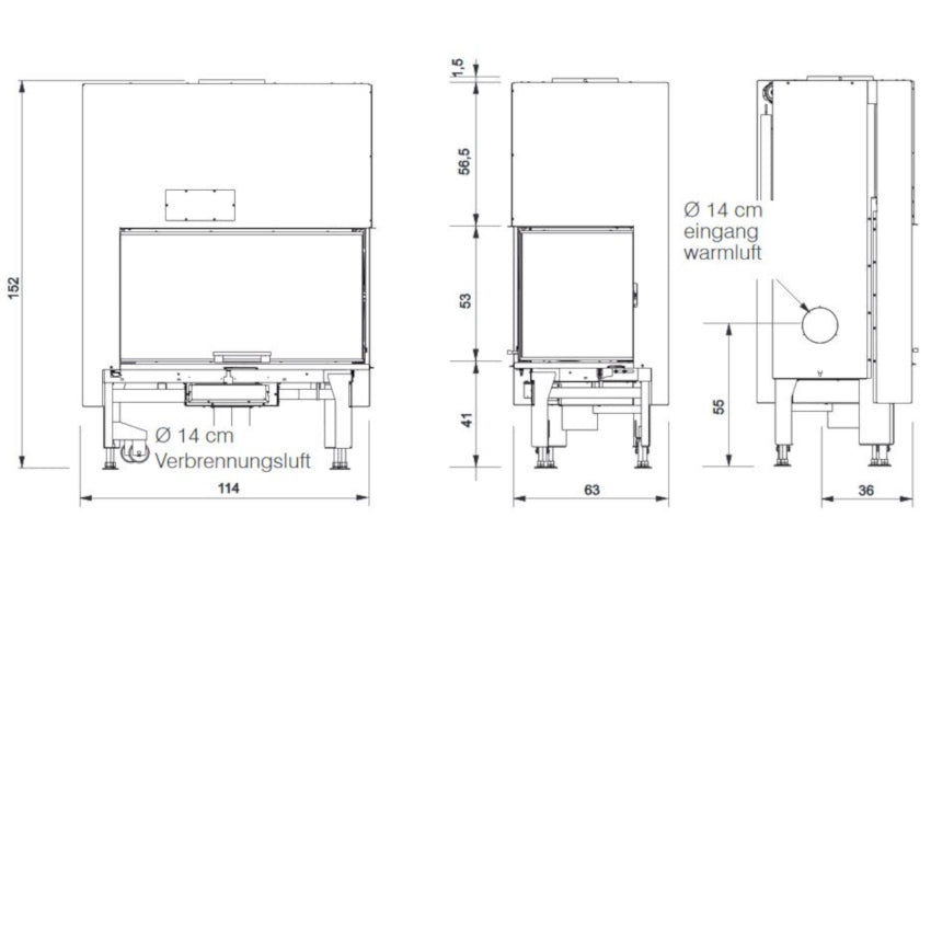 Edilkamin Kamineinsatz Windo2 75R Maße