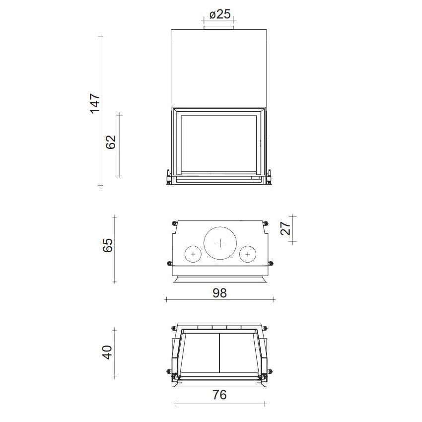 Edilkamin Kamineinsatz Cristal 76 Maße