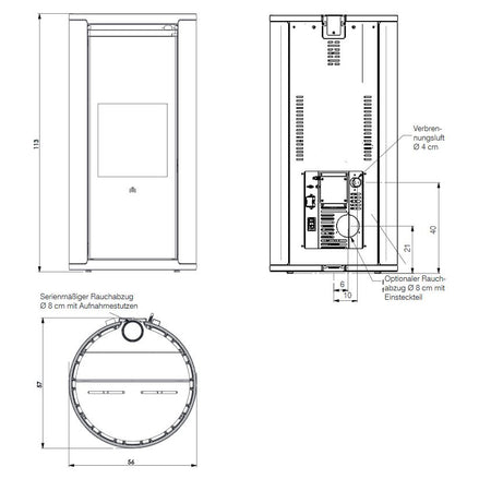 Edilkamin Pelletofen Evia2 Maße