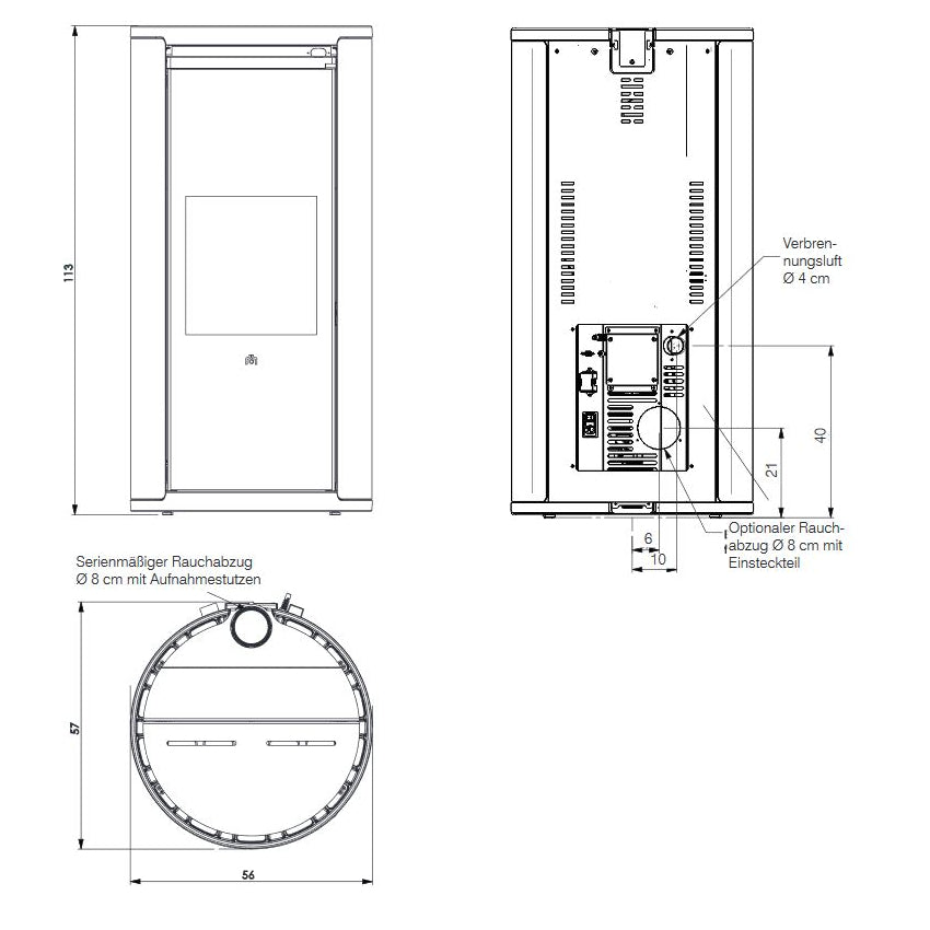 Edilkamin Pelletofen Evia2 Maße